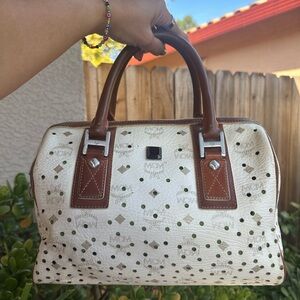 MCM limited edition perforated visetos handle bag